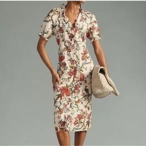 NWT Pilcro Ruffle-Collar Buttondown Dress